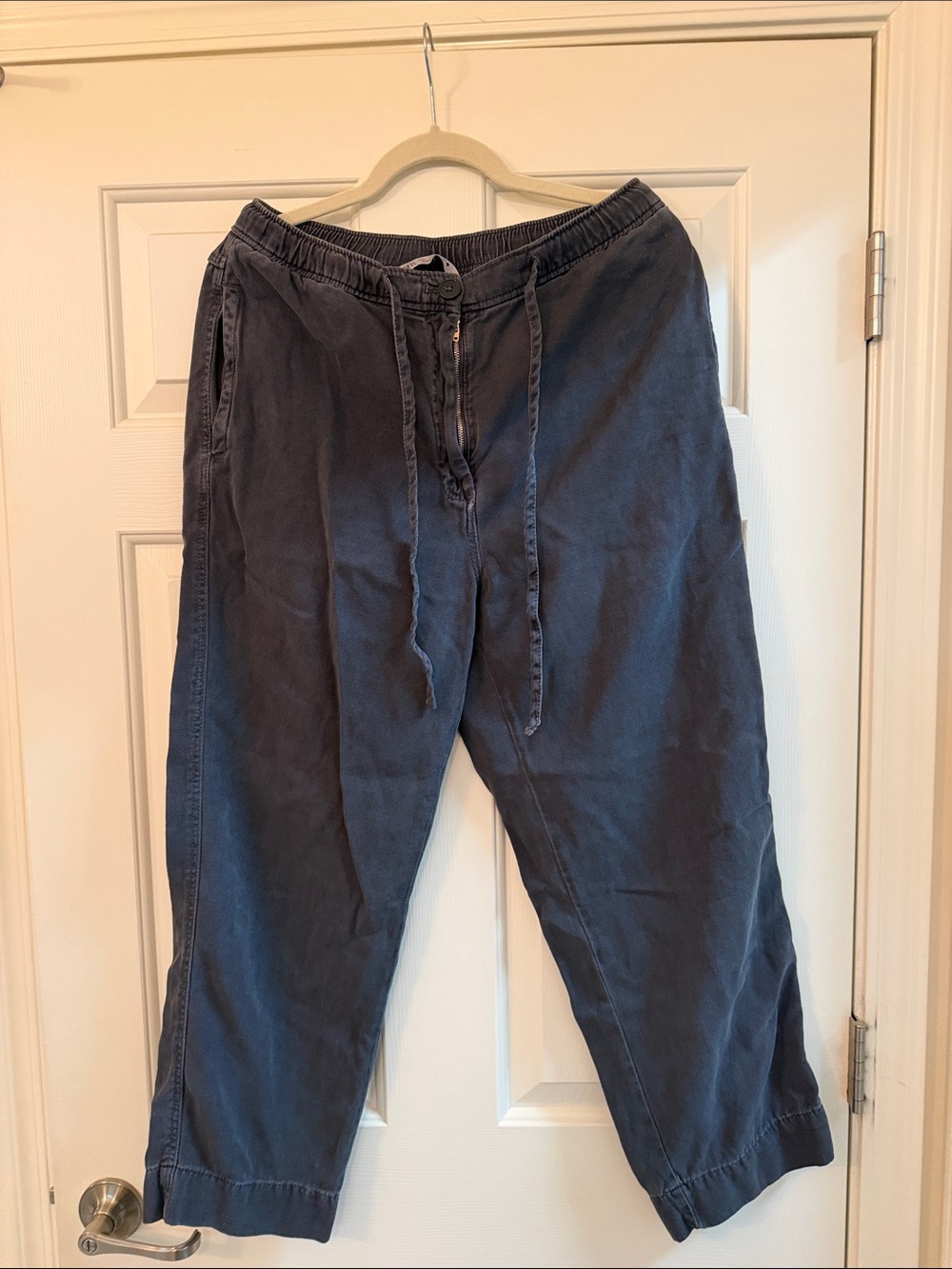 Zara Distressed Navy Drawstring Casual Pants